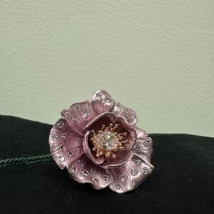 92.5 Sterling Silver Pink Stardust Blossom Ring