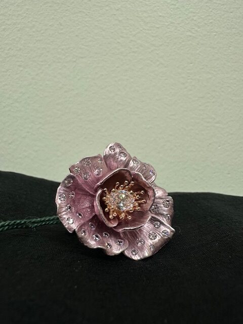 92.5 Sterling Silver Pink Stardust Blossom Ring