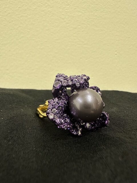 92.5 Sterling Silver Imperial Violet Flower Ring