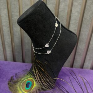 92.5 Sterling Silver Pearl Heart Anklet