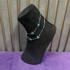 92.5 Sterling Silver Blue Daisy Anklet