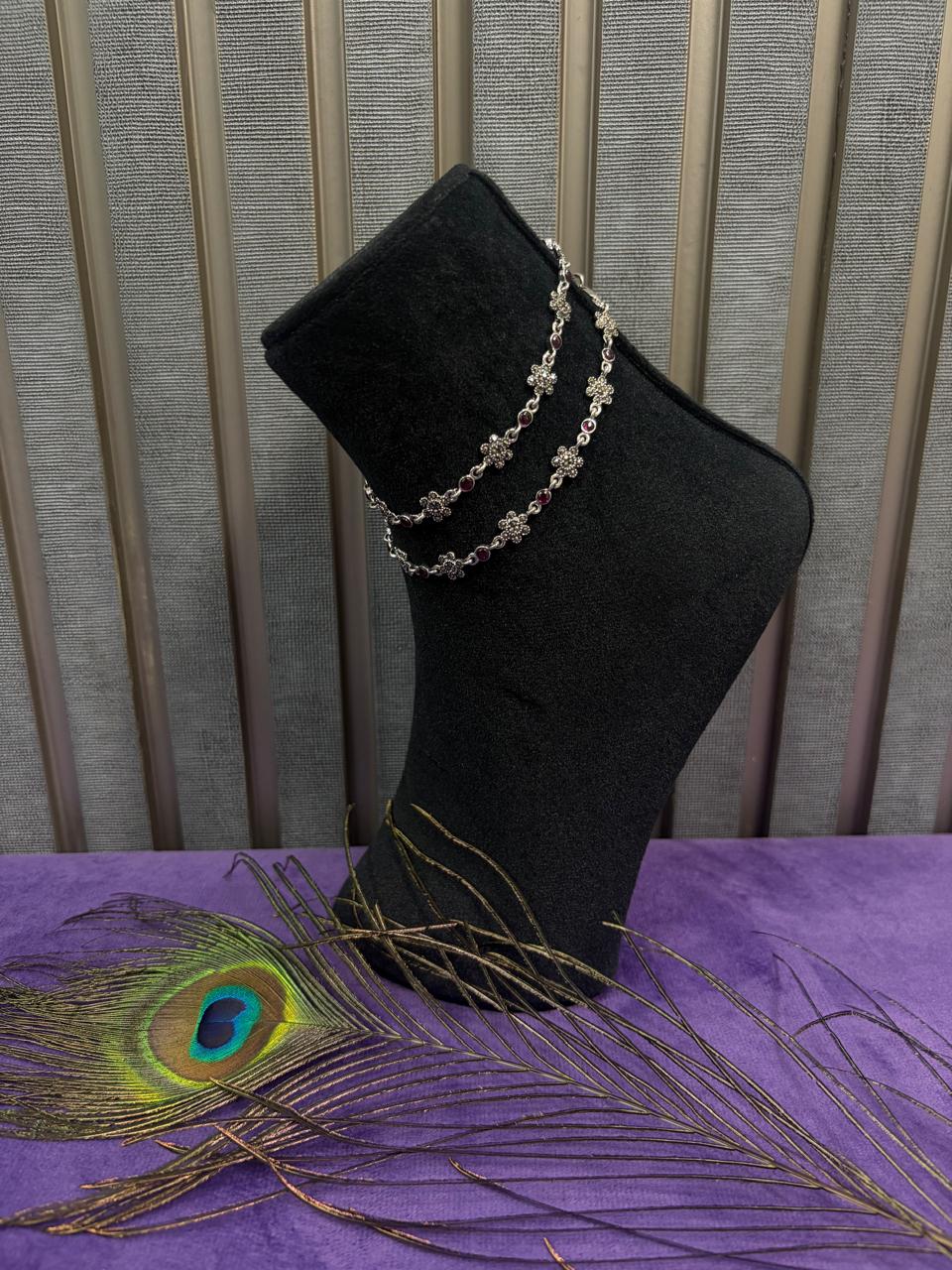 92.5 Sterling Silver Floral grace Anklet