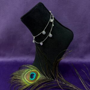 92.5 Sterling Silver Evil eye charm Anklet